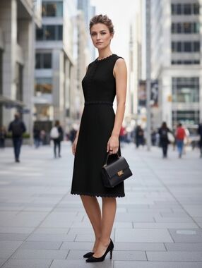 NWT KATE SPADE Black Floral Lace Trim Sleeveless Tweed Dress Size 10